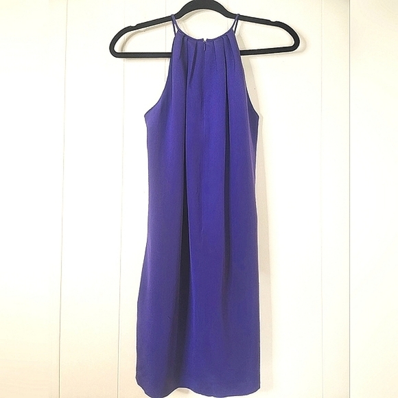 Jay Godfrey Hagen Silk Halter Mini Shift Dress Size 0 Purple Colorblock - Picture 4 of 11